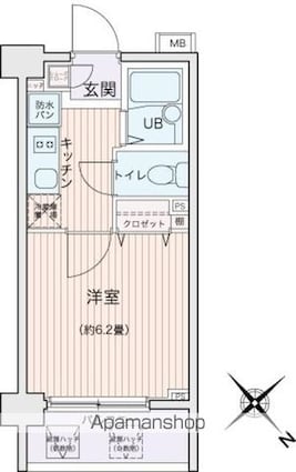 エコロジー都立大学レジデンス[1K/20.16m2]の間取図