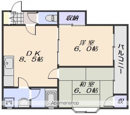 メゾン朝陽[2DK/42.14m2]の間取図