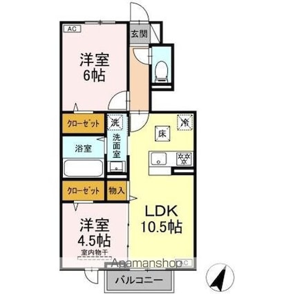 プラント　Ｃ棟[2LDK/50.38m2]の間取図