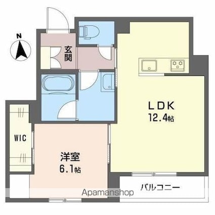 ヴォワレ　エ　フルール新北町[1LDK/45.63m2]の間取図
