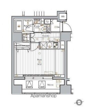 マスターマインド十番[1K/26.35m2]の間取図