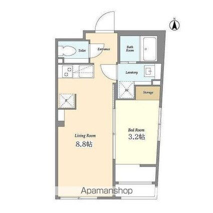 ミリアレジデンス早稲田山吹町[1K/30.38m2]の間取図