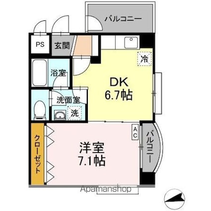 シェナンド土樋[1DK/33.24m2]の間取図