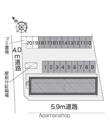 レオパレスブリッシュ西原[1K/23.18m2]の配置図