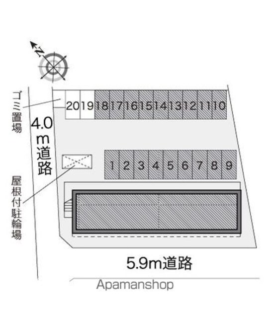 レオパレスブリッシュ西原[1K/23.18m2]の配置図