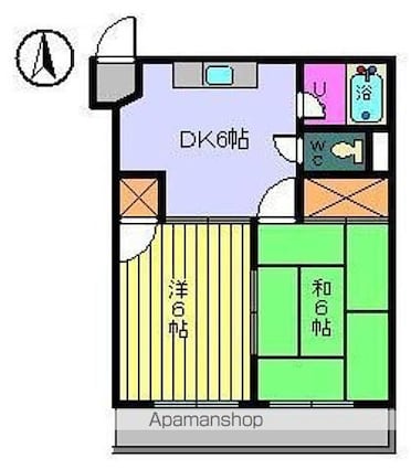 第１３杉フラット[2DK/36.45m2]の間取図