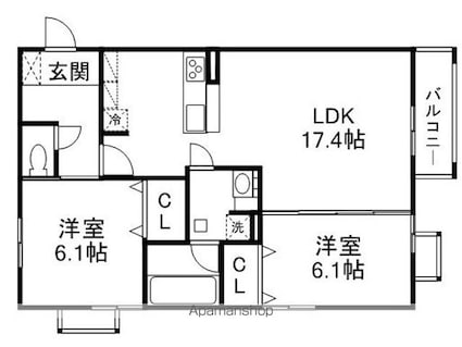 ル・パルファン[2LDK/67.01m2]の間取図