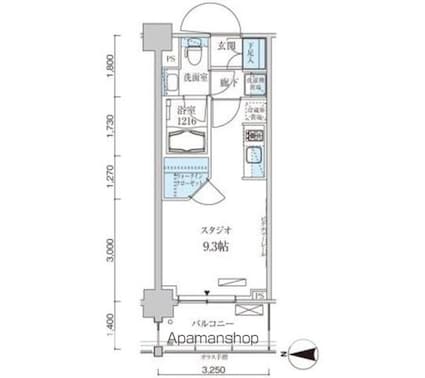 パークアクシス菊川ステーションゲート[1R/25.35m2]の間取図