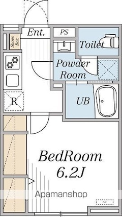 エクレール　芦花公園[1K/21.53m2]の間取図
