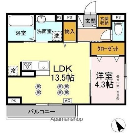 ＣＡＳＡニックスⅣ[1LDK/47.9m2]の間取図