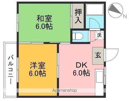 フォーブル田中[2DK/38m2]の間取図