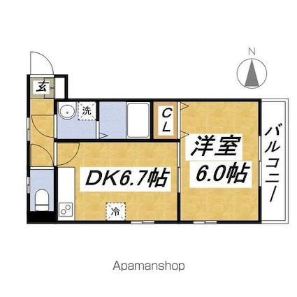 双桜館[1DK/32.07m2]の間取図