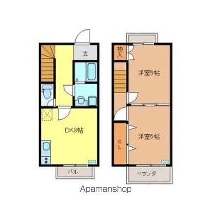 エトワールあすか　Ａ棟[2DK/53m2]の間取図