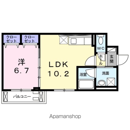 ル．シアン[1LDK/40.72m2]の間取図