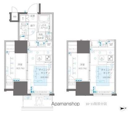 ＺＯＯＭ信濃町[1DK/31.14m2]の間取図