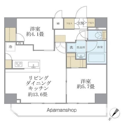 アジールコート町屋[2LDK/52.92m2]の間取図