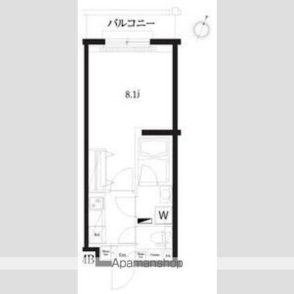 プレミアムキューブ三宿[1K/25.44m2]の間取図