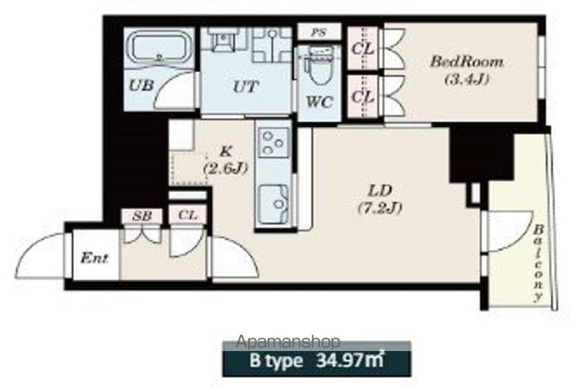 ＳーＲＥＳＩＤＥＮＣＥ日本橋馬喰町Ａｅｒｅ[1LDK/34.97m2]の間取図