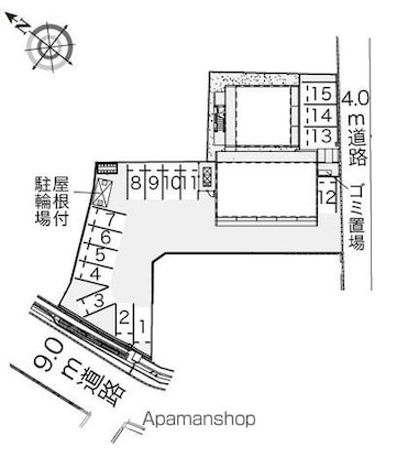レオパレス広白岳[1K/19.87m2]の配置図