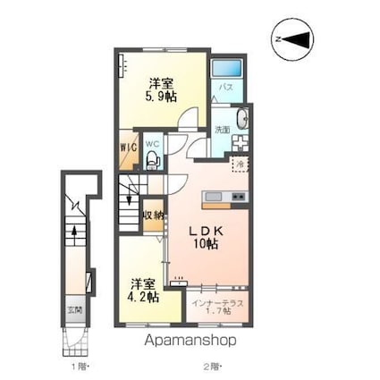 コンソラール[2LDK/53.8m2]の間取図