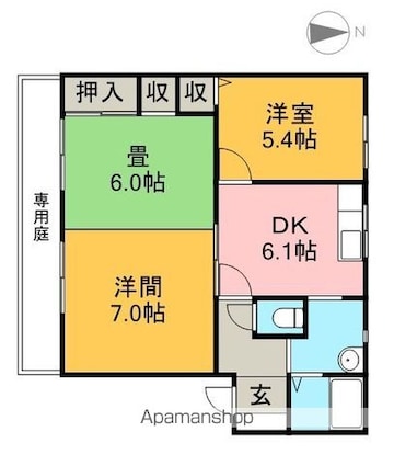 Ｙ’ｓ２１　Ｃ棟[2DK/54.22m2]の間取図