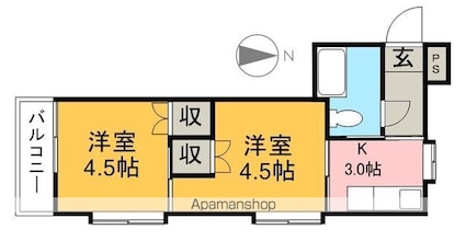 中野ハイツ[2K/27.5m2]の間取図