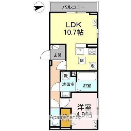 アルチェヴィータ[1LDK/41.68m2]の間取図