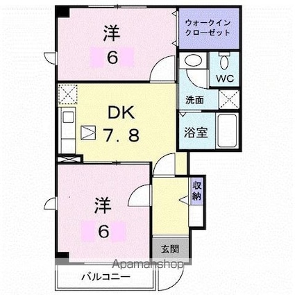 アロッジオＫ３　Ｂ[2DK/46.9m2]の間取図