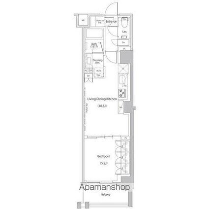 ザ・パークハビオ文京江戸川橋[1LDK/40.26m2]の間取図