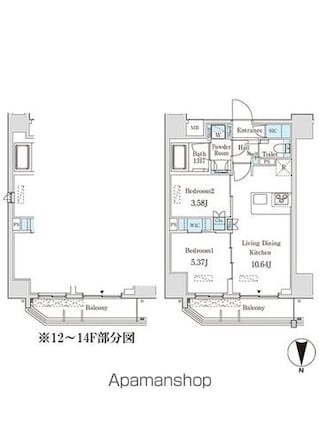 ＪＰ　ｎｏｉｅ　西蒲田[2LDK/45.23m2]の間取図