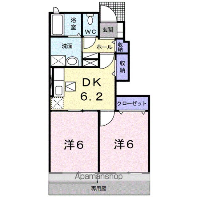 セレーノ・アルドーレ　Ⅱ[2DK/43.86m2]の間取図