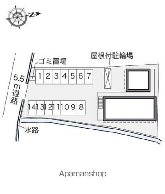 レオパレスヴィラージュ丸亀[1K/23.18m2]の配置図