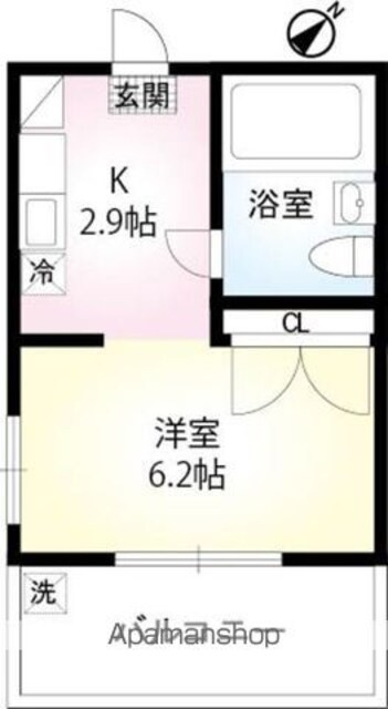 ハイムレックス学芸大学[1K/18.9m2]の間取図