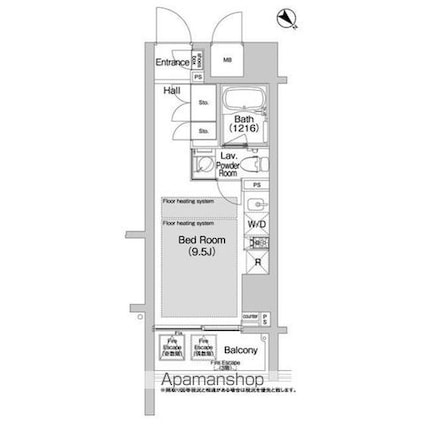 ＢＰＲレジデンス渋谷[1R/25.19m2]の間取図