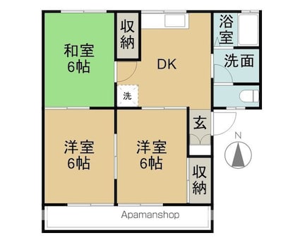 長野ガーデンハイツＢ棟[3DK/53.59m2]の間取図