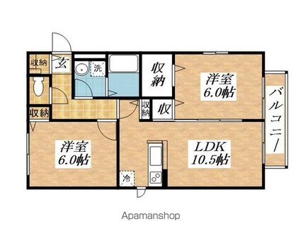 滋賀県野洲市永原[2LDK/53.98m2]の間取図