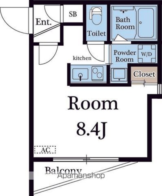 クラウディア平和台[1K/21.5m2]の間取図