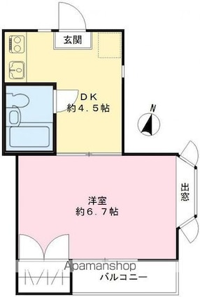 メゾンボヌール[1DK/21m2]の間取図