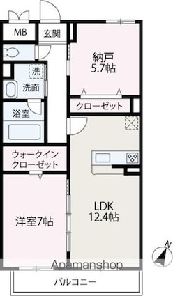 Ｃｉｅｌ　ｂｌｅｕ[1SLDK/60.11m2]の間取図