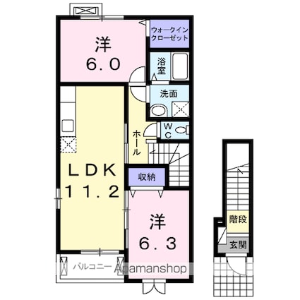 ラシュレ[2LDK/58.33m2]の間取図