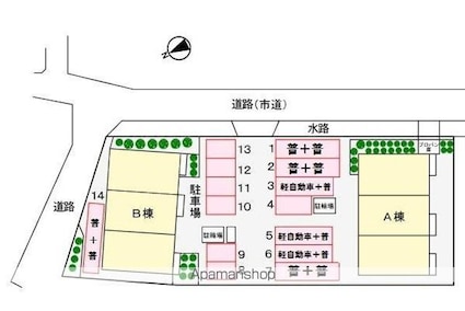 リバーウエスト　Ｂ[2DK/46.9m2]の配置図