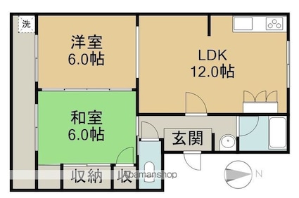 桜ヶ丘マンション[2LDK/50.58m2]の間取図