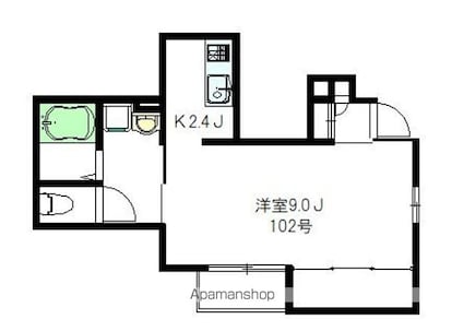 ツェルコーヴァ[1K/30m2]の間取図
