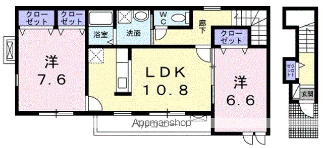 ヴェルデ・Ｋ　Ⅰ[2LDK/64.5m2]の間取図
