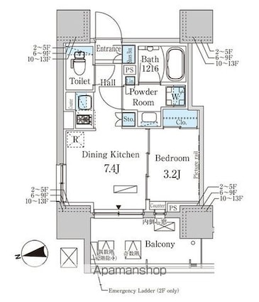 パークアクシス赤塚[1DK/26.74m2]の間取図