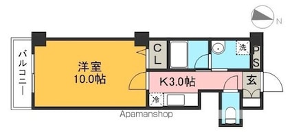 ＣＬＡＳＳ・Ｙ[1K/30m2]の間取図