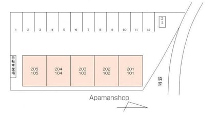サンフィールドⅢ[1R/42.23m2]の配置図