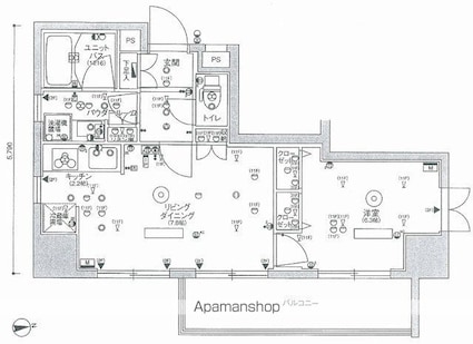 スカイコート上野稲荷町[1LDK/40.43m2]の間取図