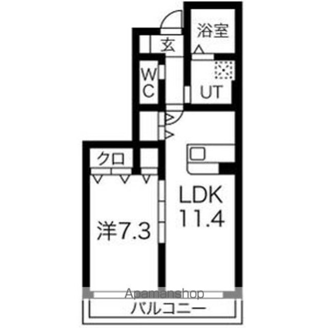 フロンティアハイムＩ棟[1LDK/46.5m2]の間取図