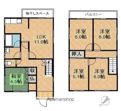 彦根市池州戸建[5LDK/111.86m2]の間取図